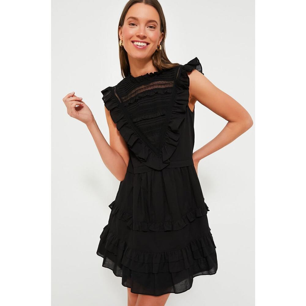 POMANDER PLACE Black Cecilia Ruffle Dress Size XS NWT Retail $148 Tuckernuck